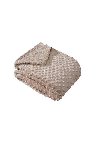 Romans Double Bud Soft Blanket - Beige