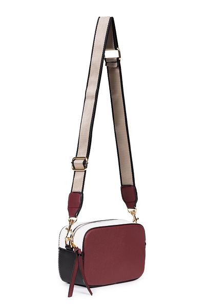 macharel jeans Geantă roșie Claret pentru femei Saffiano Cross Strap