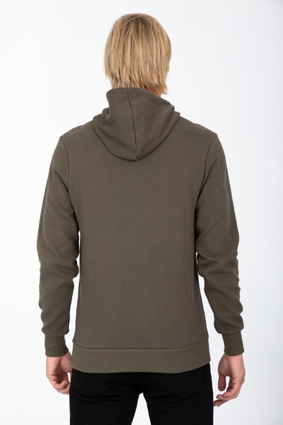 DYNAMO Чоловічий хакі худі з капюшоном, кишенями та вишивкою, прямий крій, бавовняний світшот 6800