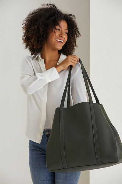 SHUBBAGS Women's Khaki Fixed Strap Large Shoulder Bag Casual Bag Travel Bag