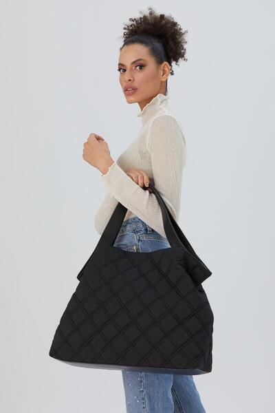 SHUBBAGS Kadın Siyah Kapitone Omuz Çantası Günlük Çanta