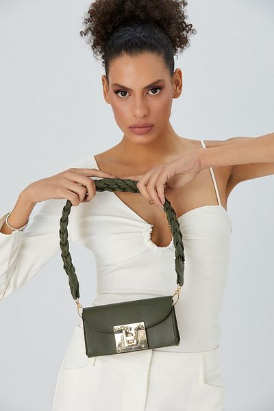 SHUBBAGS Khaki Women's Shoulder Bag - Single Compartment, Fixed Strap and Lined Square Bag