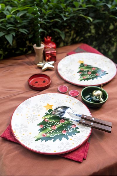 Selim Aras Home New Year's Series Cake and Serving Plate Set 12 Pieces