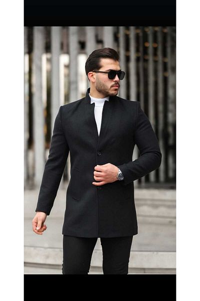 Nokta Moda Palton lung cașmir pentru bărbați sezon nou - pardesiu negru 2025/26