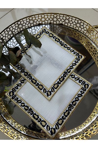 Home Σετ 2 πετσέτες παρουσίασης καφέ με μοτίβο λεοπάρ