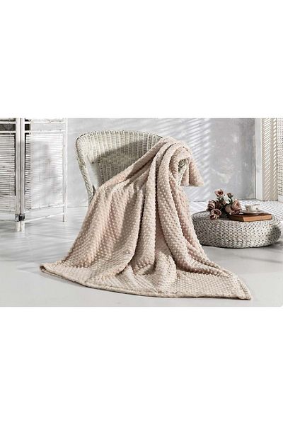 Romans Double Bud Soft Blanket - Beige