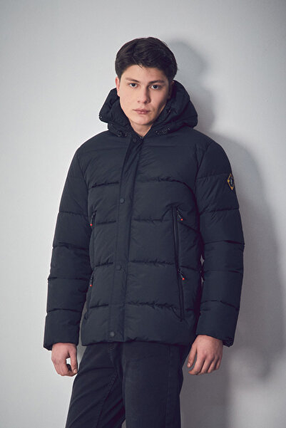 Fulla Moda Çıtçıtlı Çift Cepli Kapüşonlu Şişme Mont