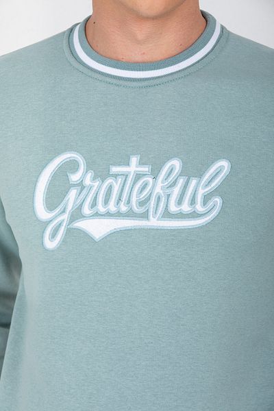 DYNAMO Men's Mint Crew Neck Embroidery Detailed Raised Inside Cotton Sweatshirt 6758