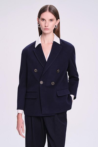 Hatemoğlu Saykı Woman Navy Blue Dynamic Fit Double Breasted Jacket