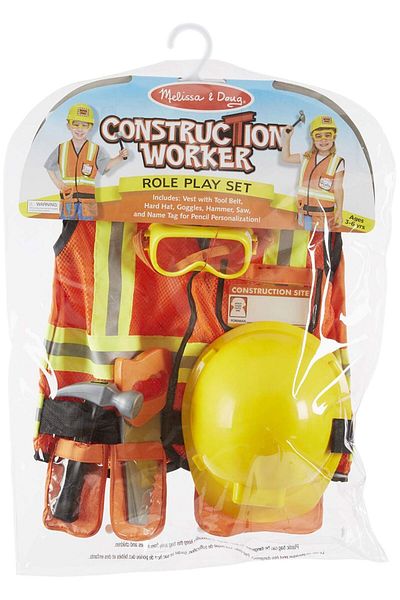 Melissa & Doug Construction Worker Role Play Costume Set - Bright Orange