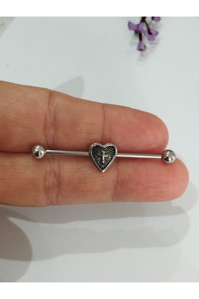 DCPİERCİNG Cerrahi Çelik Kalp Haç Çelik Köprü Piercing