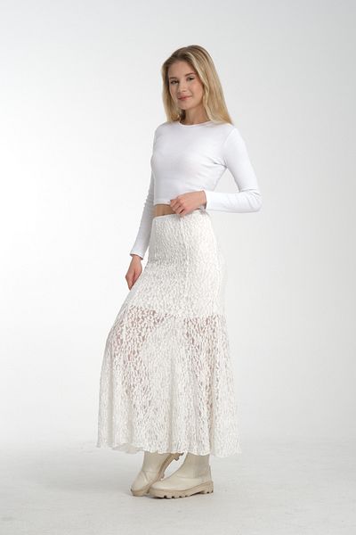 Kallisto Ecru Lace Lined Maxi Length Skirt