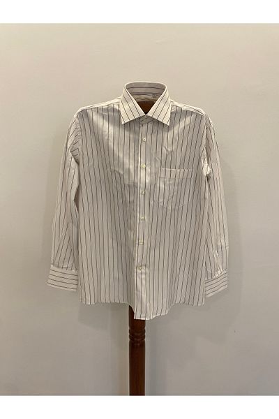 Yils LONDON Classic Model White Blue Striped Men's Shirt - Long Sleeve - 100% Cotton