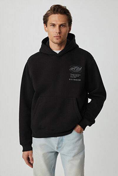 GRIMELANGE Legandary Men's Soft Black Sweatshirt