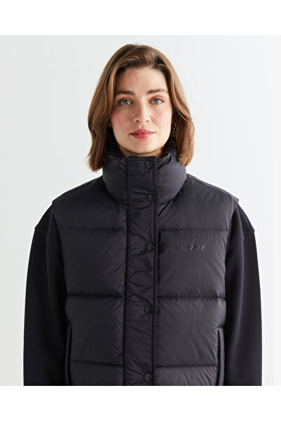Gant Kadın Siyah Relaxed Fit Fermuarlı Logolu Yelek