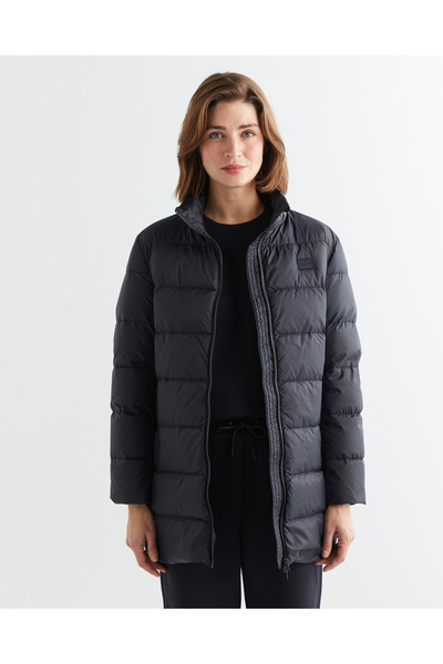 Gant Kadın Siyah Relaxed Fit Dik Yaka Kapitone Mont