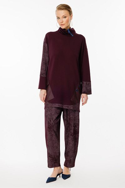 Ghisa Plain Plum Suit - Collar Detail