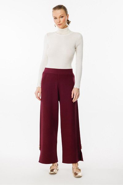 Ghisa Burgundy Knitwear Trousers - Leg Detail