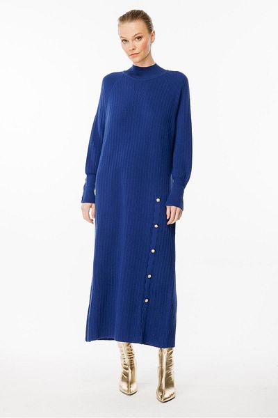 Ghisa Indigo Knitwear Dress - Accessory Detailed