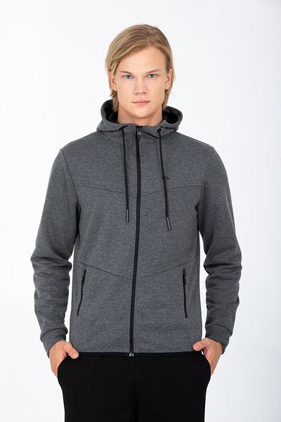 DYNAMO Men's Anthracite Hooded Cotton Zipper Sweatpants AS-170