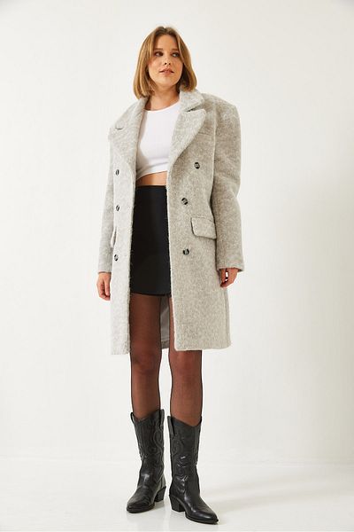 Bianco Lucci Women's Six Buttoned Pocket Stamp Coat 60261121
