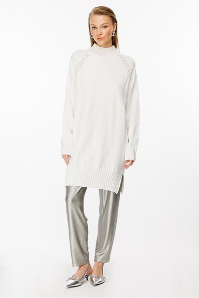Ghisa Ekru Turtleneck Knitwear Tunic