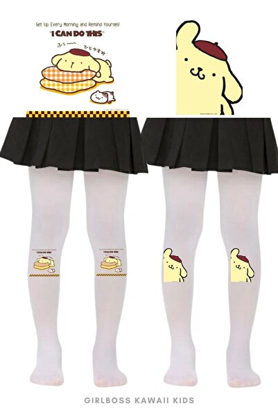 Girlboss Kawaii Pompompurin 2-Pack White Pantyhose Matte Opaque