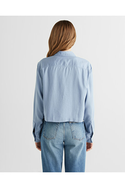 Gant Kadın Mavi Crop Fit Gömlek