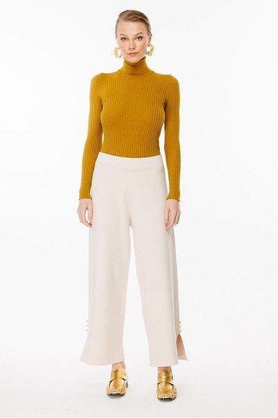 Ghisa Knitwear Trousers - Leg Detail Stone