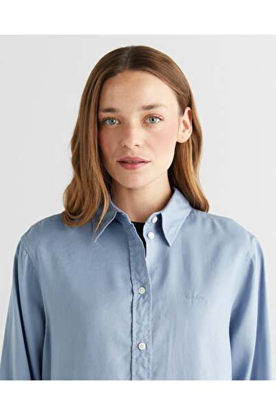 Gant Kadın Mavi Crop Fit Gömlek
