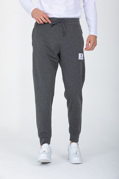 DYNAMO Men's Anthracite Elastic Waist and Leg Patch Detailed Cotton Sweatpants AS-416