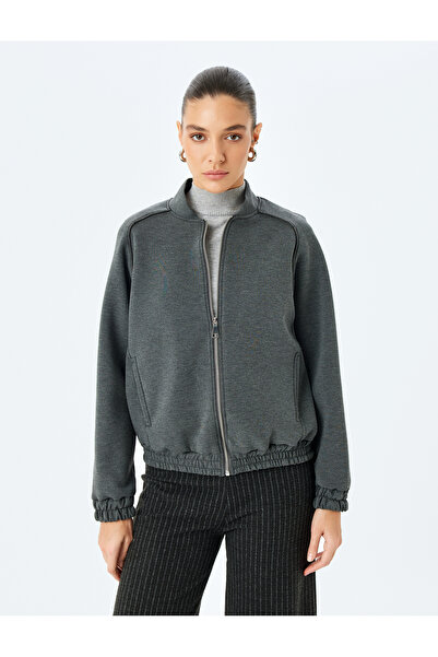 Koton X Şahika Ercümen - Bomber Jacket με φερμουάρ και τσέπες με ραβδώσεις