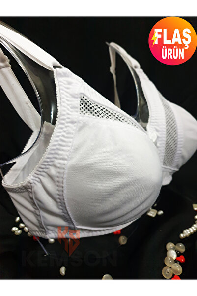 KEMSON Σουτιέν από ζέρσεϊ μεγάλου μεγέθους που αναπνέει χωρίς σύρμα με λεπτομέρεια 1ης Ποιότητα