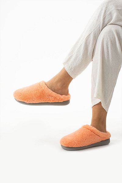Moda Devrin Gz14670 Oranžové plyšové dámské domácí pantofle