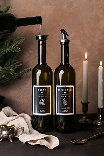 KHAKMA Amber Set of 2 750 Ml Olive Oil Vinegar Bottle Oil Pot Oil Bottle 750-sz-ss