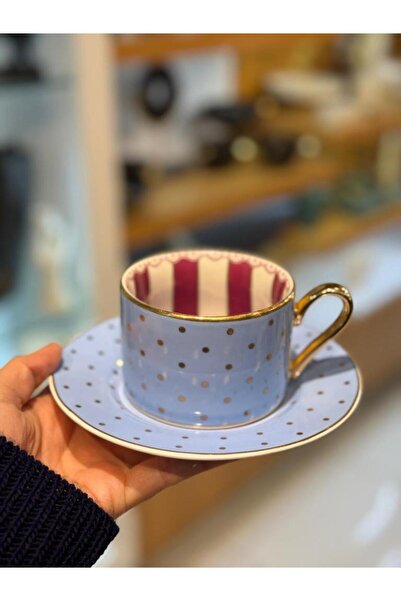 Kosova MAVİ PUANTİYELİ TEK KİŞİLİK ÇAY FİNCANI