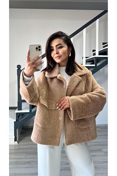 Oslove Kahve Premium Büyük Cepli Peluş Kürk