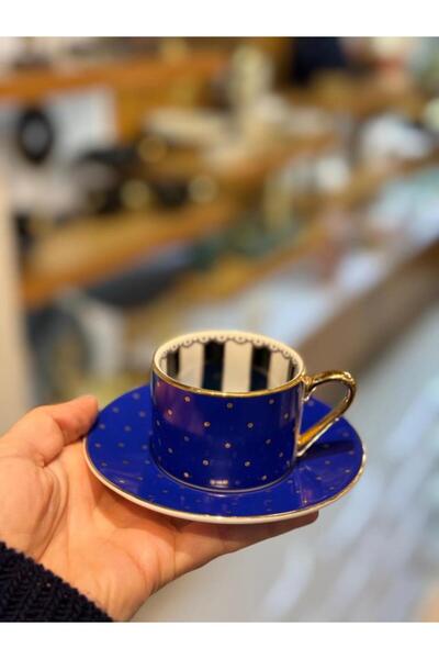 Kosova LACİVERT PUANTİYELİ TEK KİŞİLİK TÜRK KAHVESİ FİNCANI