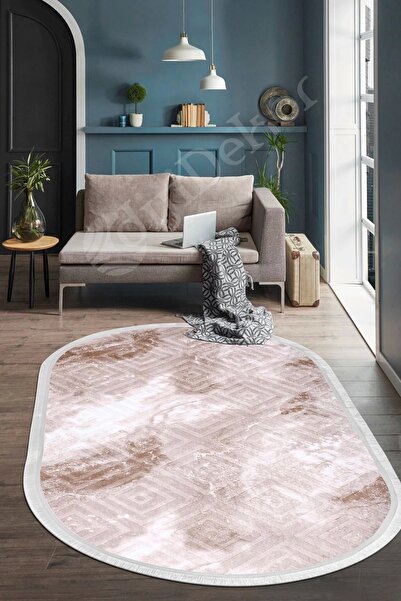 Dijidekor Halı Devetüyü Cool Karo Saçaklı Oval Kesme Ince Yolluk Kilim Salon ...