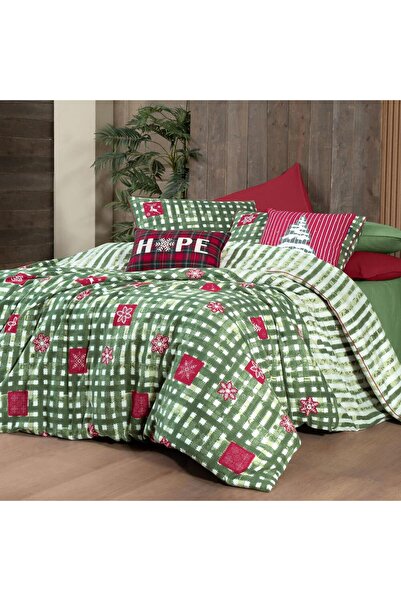 Sarev Larasi King Size %100 Pamuk Flanel (Pazen) Nevresim Takımı Yeşil