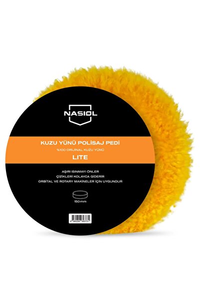 Nasiol Kuzu Yünü Polisaj Keçesi/Pedi Lite-Ağır Çizik Giderici-150mm-Kuzu Postu Araç Pasta Cila Keçesi