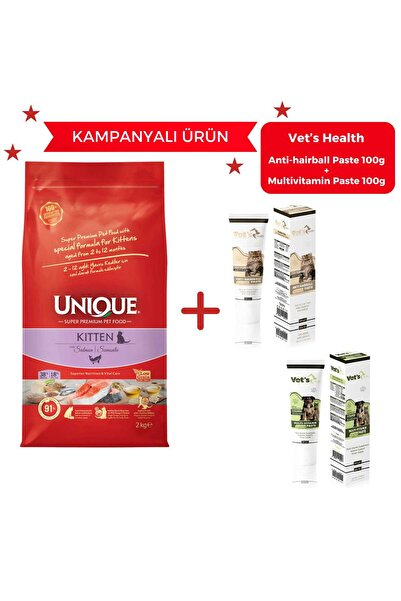 Unique Yavru Kedi Maması Somonlu1.5 kg - Vet's Health Anti Hairball + Multivi...
