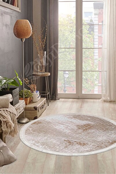 Dijidekor Halı Devetüyü Cool Yıkanabilir Saçaklı Yuvarlak Delüxe Yolluk Kilim...