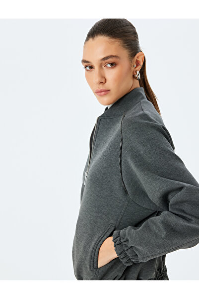 Koton X Şahika Ercümen - Bomber Jacket με φερμουάρ και τσέπες με ραβδώσεις