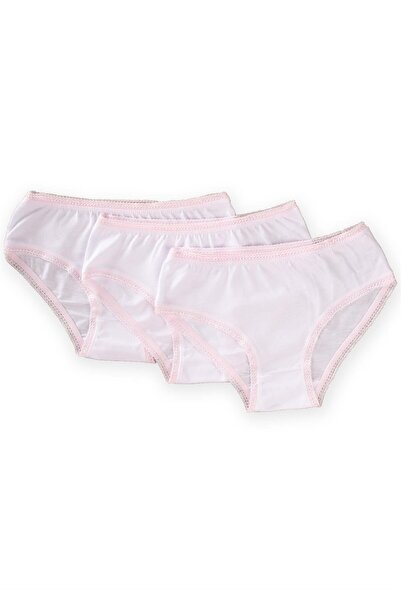 Cigit Triple Girl's Panties Set 2-9 Years Pink Frilly