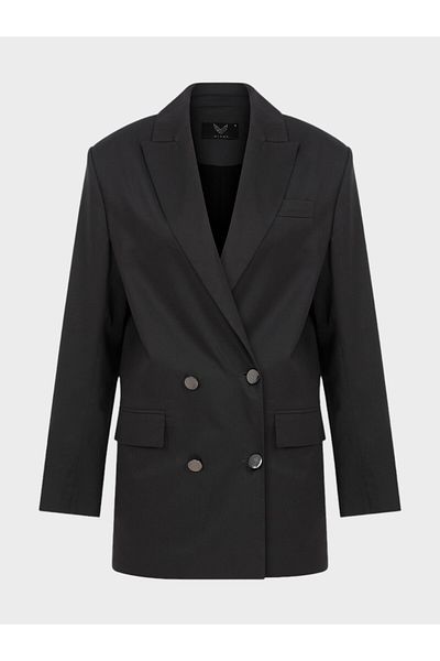 RİVUS Anthracite Metal Button Oversize Canvas Jacket