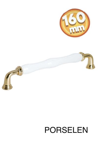 Porcellana Perla 16CM Porcelain Furniture - Cabinet Handle and Drawer Sapphire White Gold - stk0584