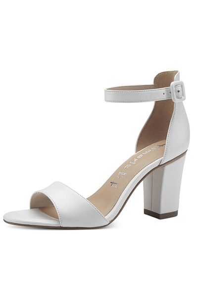 Tamaris Damen Sandalen Sandalette 1-28326-20 Weiß 100 White Leder Mit Touch-it