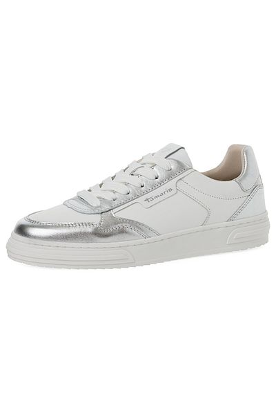 Tamaris Damen Low Sneaker Low Top 1-23617-42 Silberfarben 941 Silver Leder Und Textil