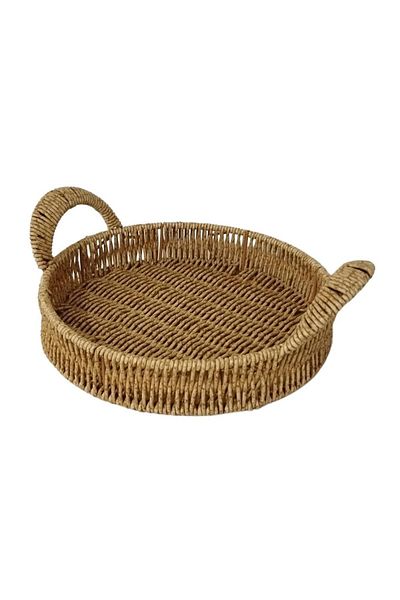 MİEN Mien Rattan Round Tray - Decorative, Durable, Multipurpose, Small Size (S)